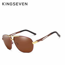 Carica l&#39;immagine nel visualizzatore di Gallery, KINGSEVEN occhiali da sole polarizzati classici di marca da uomo guida in alluminio con montatura marrone occhiali da sole occhiali da uomo UV400 Gafas