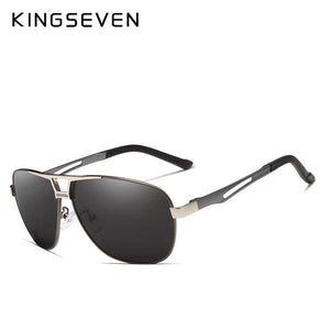 KINGSEVEN occhiali da sole polarizzati classici di marca da uomo guida in alluminio con montatura marrone occhiali da sole occhiali da uomo UV400 Gafas