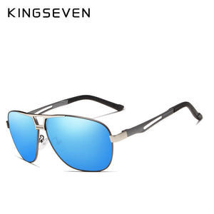 KINGSEVEN occhiali da sole polarizzati classici di marca da uomo guida in alluminio con montatura marrone occhiali da sole occhiali da uomo UV400 Gafas