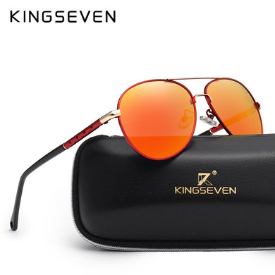KINGSEVEN Occhiali da sole pilota di design di marca Uomini e donne Occhiali polarizzati a specchio con montatura cava Occhiali in vetro UV per la guida Pesca N7866 