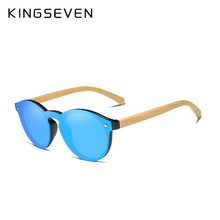 Carica l&#39;immagine nel visualizzatore di Gallery, KINGSEVEN Brand 100%Handmade Natural Bamboo Men Sunglasses Round Polarized Sun Glasses Women UV400 Mirror Eyewear