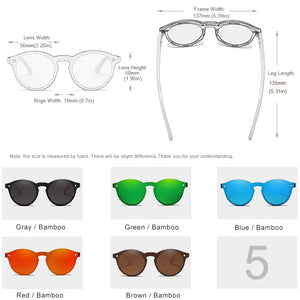 KINGSEVEN Brand 100%Handmade Natural Bamboo Men Sunglasses Round Polarized Sun Glasses Women UV400 Mirror Eyewear