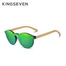 Carica l&#39;immagine nel visualizzatore di Gallery, KINGSEVEN Brand 100%Handmade Natural Bamboo Men Sunglasses Round Polarized Sun Glasses Women UV400 Mirror Eyewear