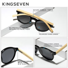 Carica l&#39;immagine nel visualizzatore di Gallery, KINGSEVEN Brand 100%Handmade Natural Bamboo Men Sunglasses Round Polarized Sun Glasses Women UV400 Mirror Eyewear