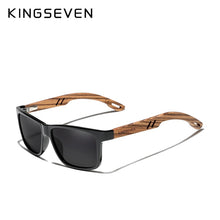 Load image into Gallery viewer, KINGSEVEN Brand Handmade Natural Zebra Wood Sunglasses HD Polarized Square Lens Men Sun glasses Women UV400 Miorror Eyewear