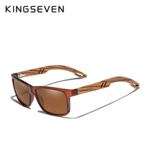 Load image into Gallery viewer, KINGSEVEN Brand Handmade Natural Zebra Wood Sunglasses HD Polarized Square Lens Men Sun glasses Women UV400 Miorror Eyewear