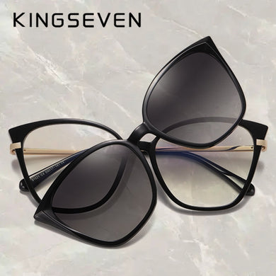 KINGSEVEN Cat Eye Anti-Blue-ray Glasses For Women Magnetic Retro Glasses Frame UV Blocking Eyewear 9586