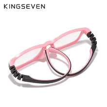 Load image into Gallery viewer, KINGSEVEN Children  46mm Size Anti-blue Square  Blocking Kids Glasses TR90 Detachable Silicone Flexible  Computer Gaming Clear E