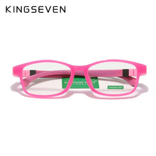 Load image into Gallery viewer, KINGSEVEN Children  46mm Size Anti-blue Square  Blocking Kids Glasses TR90 Detachable Silicone Flexible  Computer Gaming Clear E
