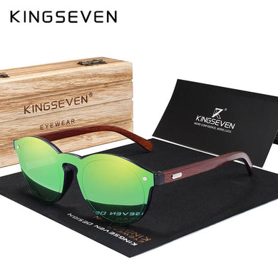 KINGSEVEN DESIGN 2023 Wooden Sunglasses For Men/Women  Mirror Lens UV400 Classic Sun Glasses With Wooden Package