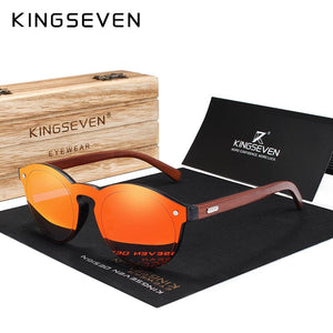 KINGSEVEN DESIGN 2023 Wooden Sunglasses For Men/Women  Mirror Lens UV400 Classic Sun Glasses With Wooden Package