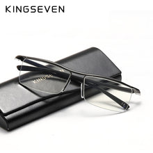 Carica l&#39;immagine nel visualizzatore di Gallery, KINGSEVEN DESIGN Men Anti Blue Alloy Optical Glasses Frame Ultralight Square Myopia Prescription Eyeglasses Antiskid Silicone Co
