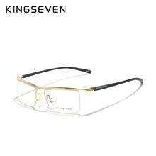 Carica l&#39;immagine nel visualizzatore di Gallery, KINGSEVEN DESIGN Men Anti Blue Alloy Optical Glasses Frame Ultralight Square Myopia Prescription Eyeglasses Antiskid Silicone Co