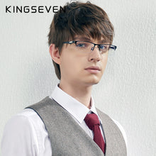 Carica l&#39;immagine nel visualizzatore di Gallery, KINGSEVEN DESIGN Men TR90 Alloy Glasses Frame Male Square Ultralight Anti-Blue Light Computer Prescription Eyeglasses