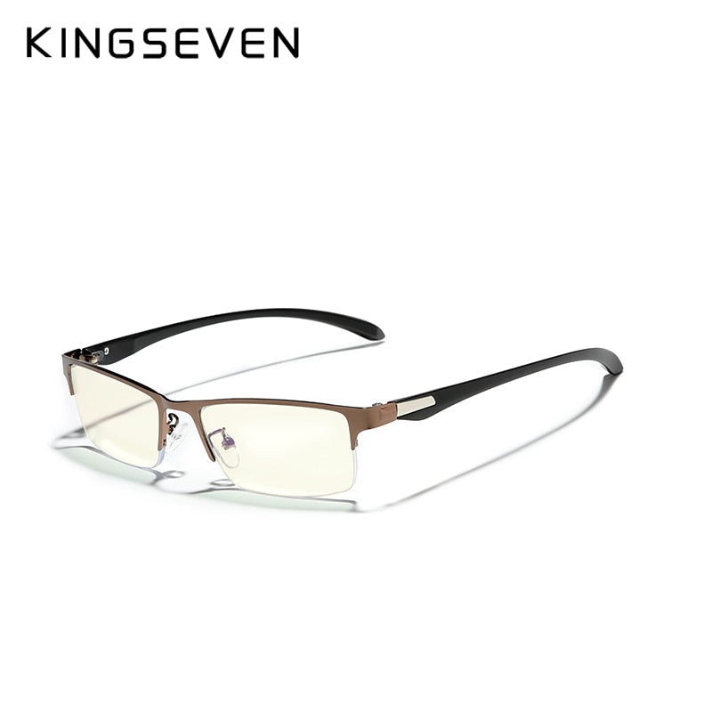 KINGSEVEN DESIGN Men TR90 Alloy Glasses Frame Male Square Ultralight Anti-Blue Light Computer Prescription Eyeglasses