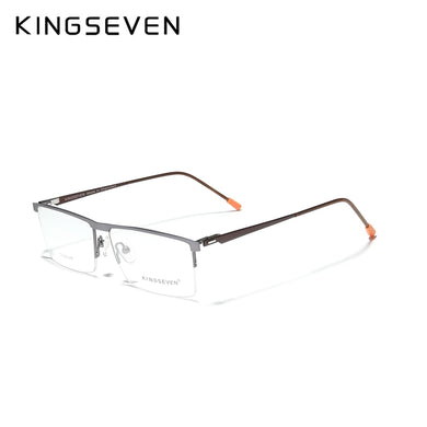 KINGSEVEN DESIGN Men Titanium Glasses Frame Ultralight Square Eye Myopia Prescription Eyeglasses Male Half Optical Frame