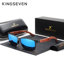 Carica l'immagine nel visualizzatore di Gallery, KINGSEVEN Designer Handmade Women Sunglasses Men Polarized Natural Bubinga Wooden+Aluminum  Sun Glasses Square UV400