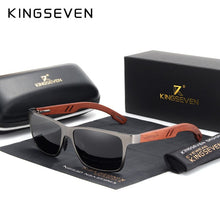 Carica l'immagine nel visualizzatore di Gallery, KINGSEVEN Designer Handmade Women Sunglasses Men Polarized Natural Bubinga Wooden+Aluminum  Sun Glasses Square UV400