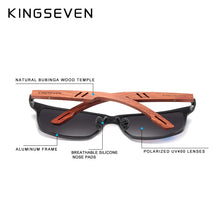 Carica l'immagine nel visualizzatore di Gallery, KINGSEVEN Designer Handmade Women Sunglasses Men Polarized Natural Bubinga Wooden+Aluminum  Sun Glasses Square UV400