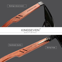 Carica l'immagine nel visualizzatore di Gallery, KINGSEVEN Designer Handmade Women Sunglasses Men Polarized Natural Bubinga Wooden+Aluminum  Sun Glasses Square UV400