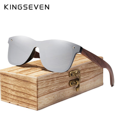 KINGSEVEN Men Sunglasses Polarized Walnut Wood Mirror UV400 Lens Sun Glasses Women Brand Design Colorful Shades Handmade