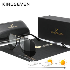 KINGSEVEN Gold Photochormic Men's Aluminum Sunglasses Polarized Sun Glasses Women Pilot Eyewear Mirror Shades Oculos De Sol