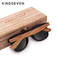 Load image into Gallery viewer, KINGSEVEN Gray Polarized Lens Zebra Wood Sunglasses Women Men  Brand Vintage Wooden Sun Glasses Retro Eyewear