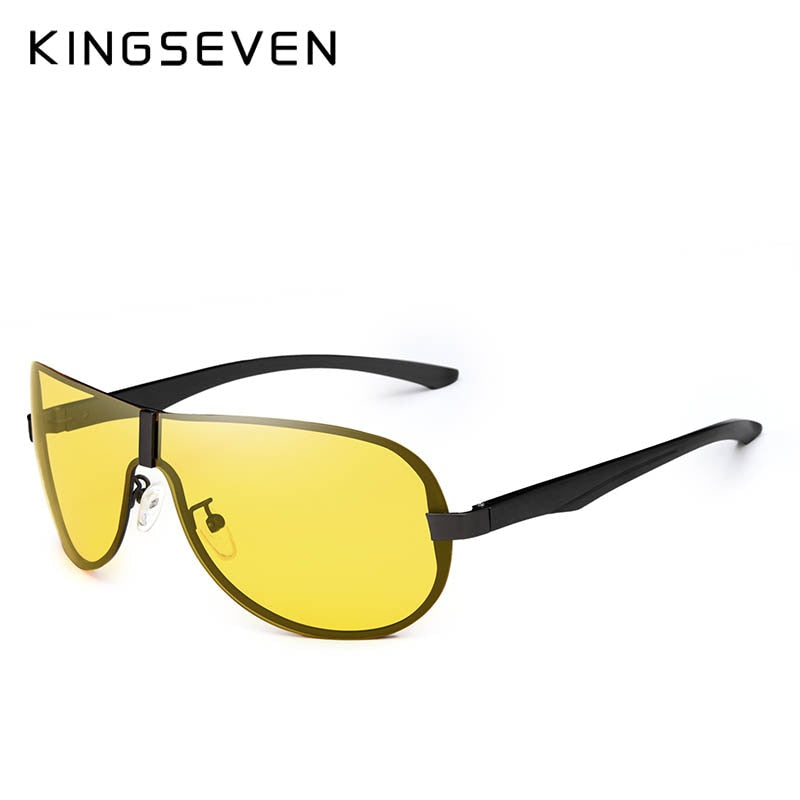 KINGSEVEN Occhiali per visione notturna HD Polarizzati da uomo Occhiali da sole classici con lenti gialle in alluminio e magnesio per una guida sicura Gafas De Sol 