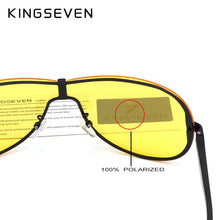 Carica l&#39;immagine nel visualizzatore di Gallery, KINGSEVEN Occhiali per visione notturna HD Polarizzati da uomo Occhiali da sole classici con lenti gialle in alluminio e magnesio per una guida sicura Gafas De Sol 