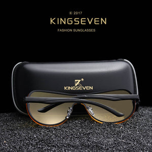 KINGSEVEN Occhiali per visione notturna HD Polarizzati da uomo Occhiali da sole classici con lenti gialle in alluminio e magnesio per una guida sicura Gafas De Sol 