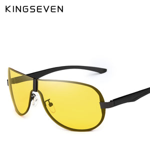 KINGSEVEN Occhiali per visione notturna HD Polarizzati da uomo Occhiali da sole classici con lenti gialle in alluminio e magnesio per una guida sicura Gafas De Sol 