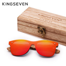 Carica l'immagine nel visualizzatore di Gallery, KINGSEVEN Handmade Brand Design Zebra Polarized UV400 Sunglasses Men/Women Mirror Lens Original Wood Eyewear Oculos de sol