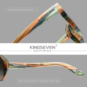 KINGSEVEN Handmade Round Bamboo Sunglasses Men Women Polarized Mirror Lens Sun Glasses Full Frame Wood Shades Custom Logo