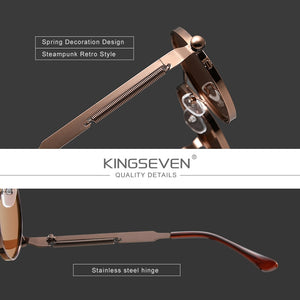 KINGSEVEN  Gothic Steampunk Sunglasses Polarized Men Women Brand Designer Vintage Round Metal Frame Sun Glasses