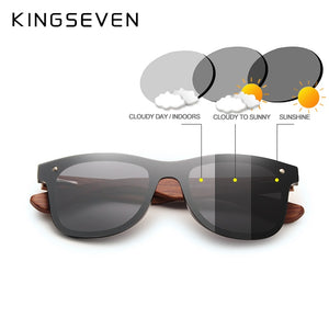 KINGSEVEN High Quality Handmade Bubinga Wooden Frame Pochromic Sunglasses Polarized UV400 Lens Men Women  Sun Glasses