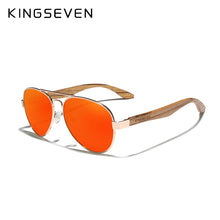 Load image into Gallery viewer, KINGSEVEN High Quality Natural Zebra Wood Temple+Alloy Frame Men Sunglasses Women UV400 Sun Glasses HD Polaiized Lens Eyewear