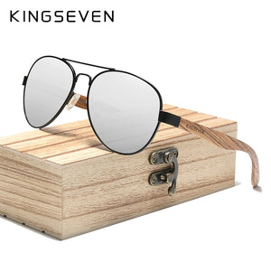 KINGSEVEN High Quality Natural Zebra Wood Temple+Alloy Frame Men Sunglasses Women UV400 Sun Glasses HD Polaiized Lens Eyewear