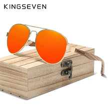 Load image into Gallery viewer, KINGSEVEN High Quality Natural Zebra Wood Temple+Alloy Frame Men Sunglasses Women UV400 Sun Glasses HD Polaiized Lens Eyewear