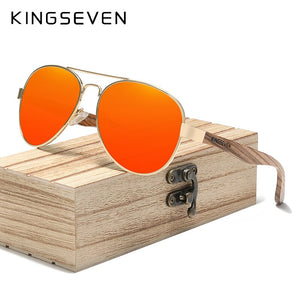 KINGSEVEN High Quality Natural Zebra Wood Temple+Alloy Frame Men Sunglasses Women UV400 Sun Glasses HD Polaiized Lens Eyewear
