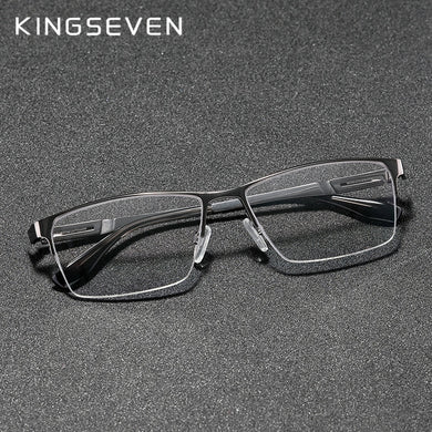 KINGSEVEN Men'sBlue Light Blocking Glasses Pure Titanium Half Frame Trending Eyewear  Prescription Optical Eyeglasses