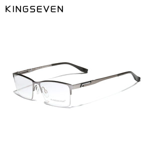 KINGSEVEN Men'sBlue Light Blocking Glasses Pure Titanium Half Frame Trending Eyewear  Prescription Optical Eyeglasses