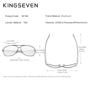KINGSEVEN Photochromic Men Aluminum Sunglasses Polarized UV400 Mirror Male Sun Glasses Women For Men Oculos de sol N7188