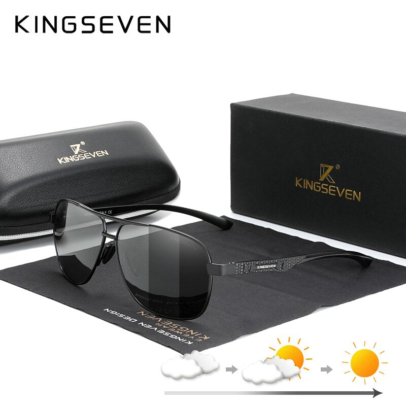 KINGSEVEN Photochromic Men Aluminum Sunglasses Polarized UV400 Mirror Male Sun Glasses Women For Men Oculos de sol N7188