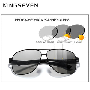 KINGSEVEN Photochromic Men Aluminum Sunglasses Polarized UV400 Mirror Male Sun Glasses Women For Men Oculos de sol N7188