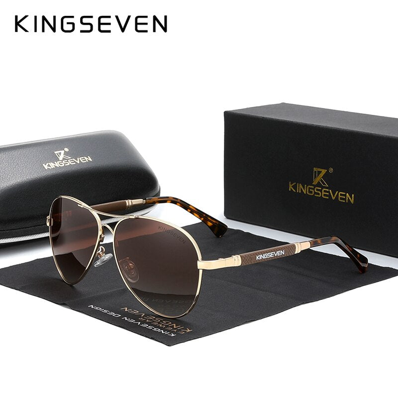 KINGSEVEN Trend Quality Titanium Alloy Men's Sunglasses Polarized Sun glasses Women Pilot Mirror Eyewear Oculos de sol