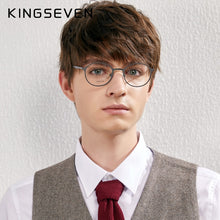 Load image into Gallery viewer, KINGSEVEN Original Titanium Optical Glasses Full Frame Men Ultralight Retro Round Myopia Prescription Eyeglasses Women Eyewear