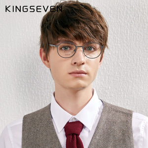 KINGSEVEN Original Titanium Optical Glasses Full Frame Men Ultralight Retro Round Myopia Prescription Eyeglasses Women Eyewear