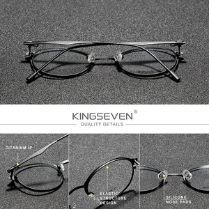 KINGSEVEN Original Titanium Optical Glasses Full Frame Men Ultralight Retro Round Myopia Prescription Eyeglasses Women Eyewear