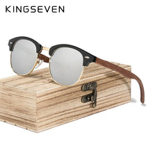 Load image into Gallery viewer, KINGSEVEN Retro  Style Handmade Black Walnut Wooden Sunglasses Men Women 100%Polarized UV400  Lens Semi-Rimless Eyewear