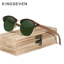 Load image into Gallery viewer, KINGSEVEN Retro  Style Handmade Black Walnut Wooden Sunglasses Men Women 100%Polarized UV400  Lens Semi-Rimless Eyewear